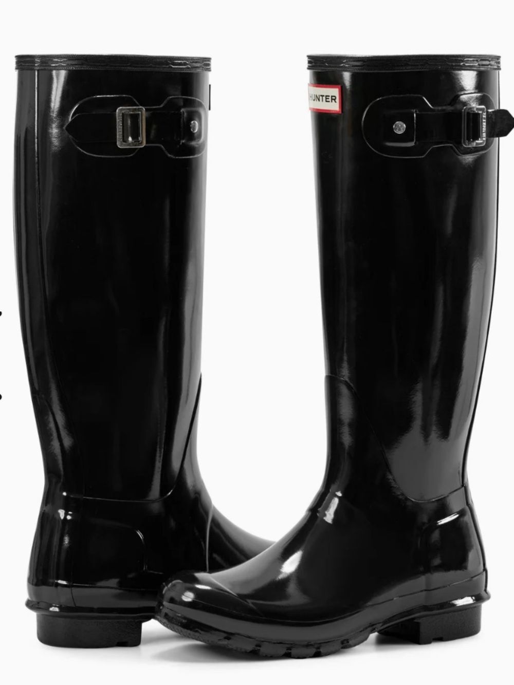 Hunter Original Black Tall Gloss Black Knee-High Rubber Rain Boots Size 8